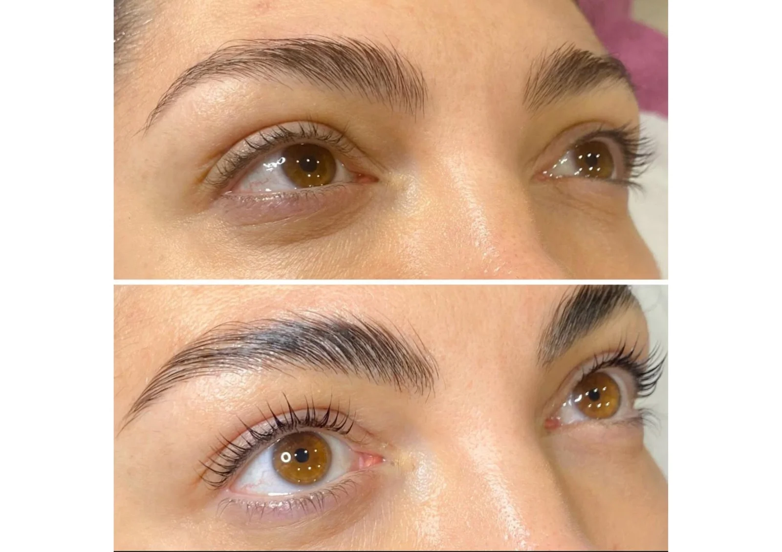 Before and after lash and brow treatment results